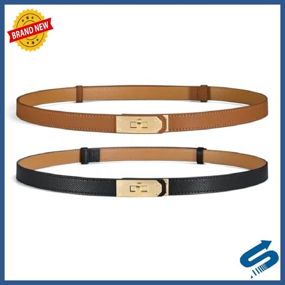 Skinny Leather Belt Adjustable Turn-Lock Buckle for Dresses Jeans Pants main image 8